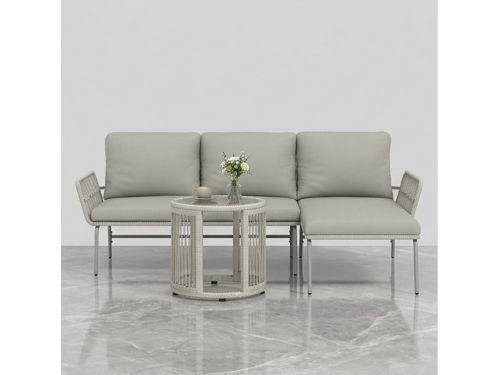 3-delige Luxe Polyrotan Loungeset met Chaise Longue, 2