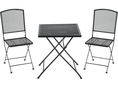 3-delige metalen bistroset met 2 klapstoelen en tafel voor balkon