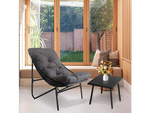 3-delige moderne balkonset in groen, bestaande uit 2 comfortabele stoelen