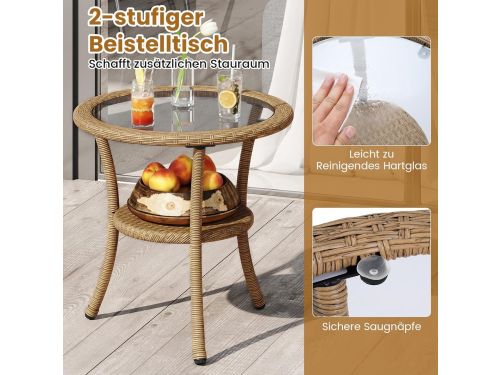 3-delige Rotan Balkonset voor 2 Personen - Compacte Balkon/Terras Meubelset