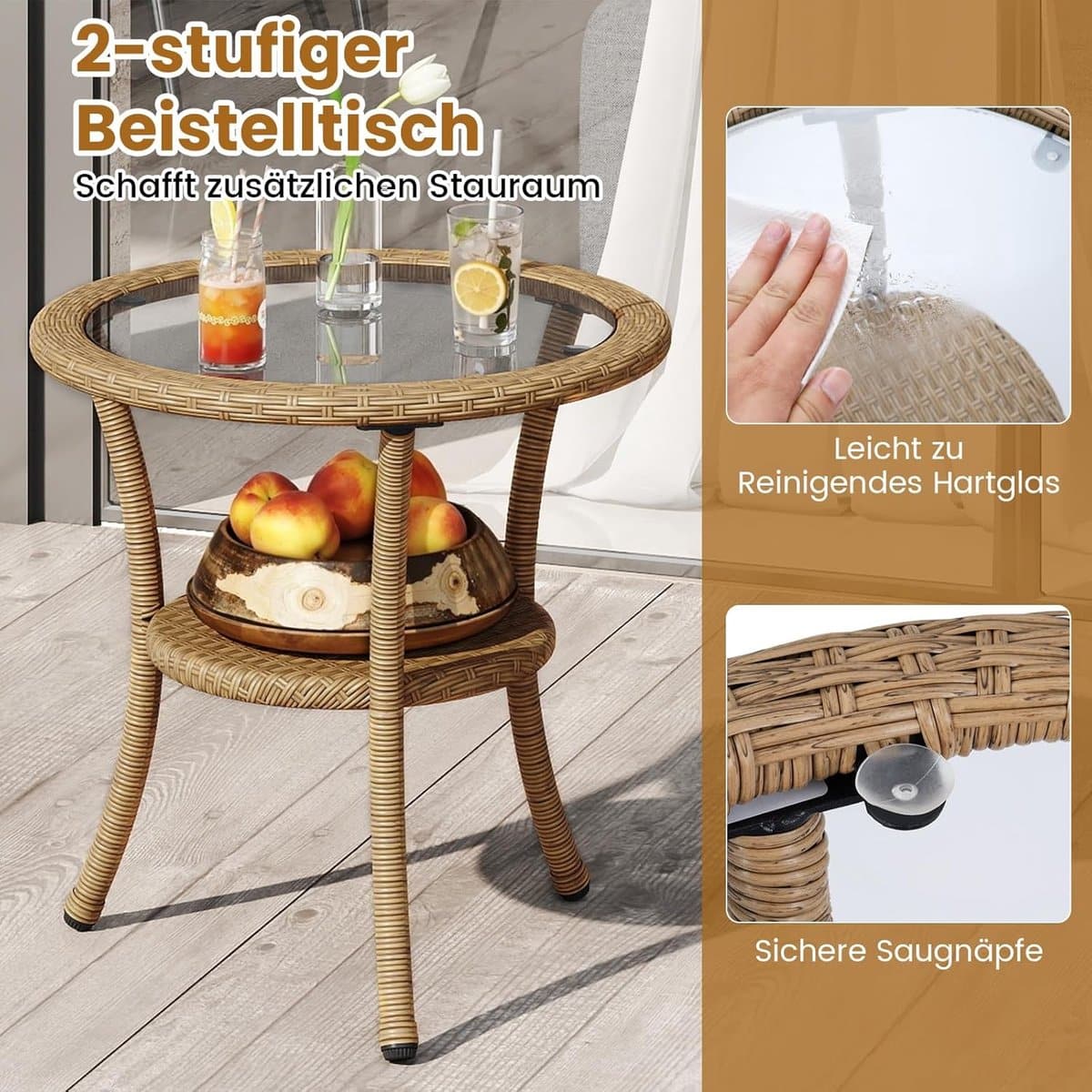 3 delige rotan balkonset voor 2 personen compacte balkon/terras meubelset