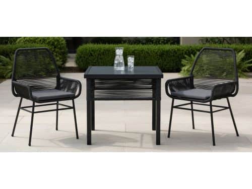 3-delige Tuin Dining Set Poly Rattan Balkonset met Kussens en