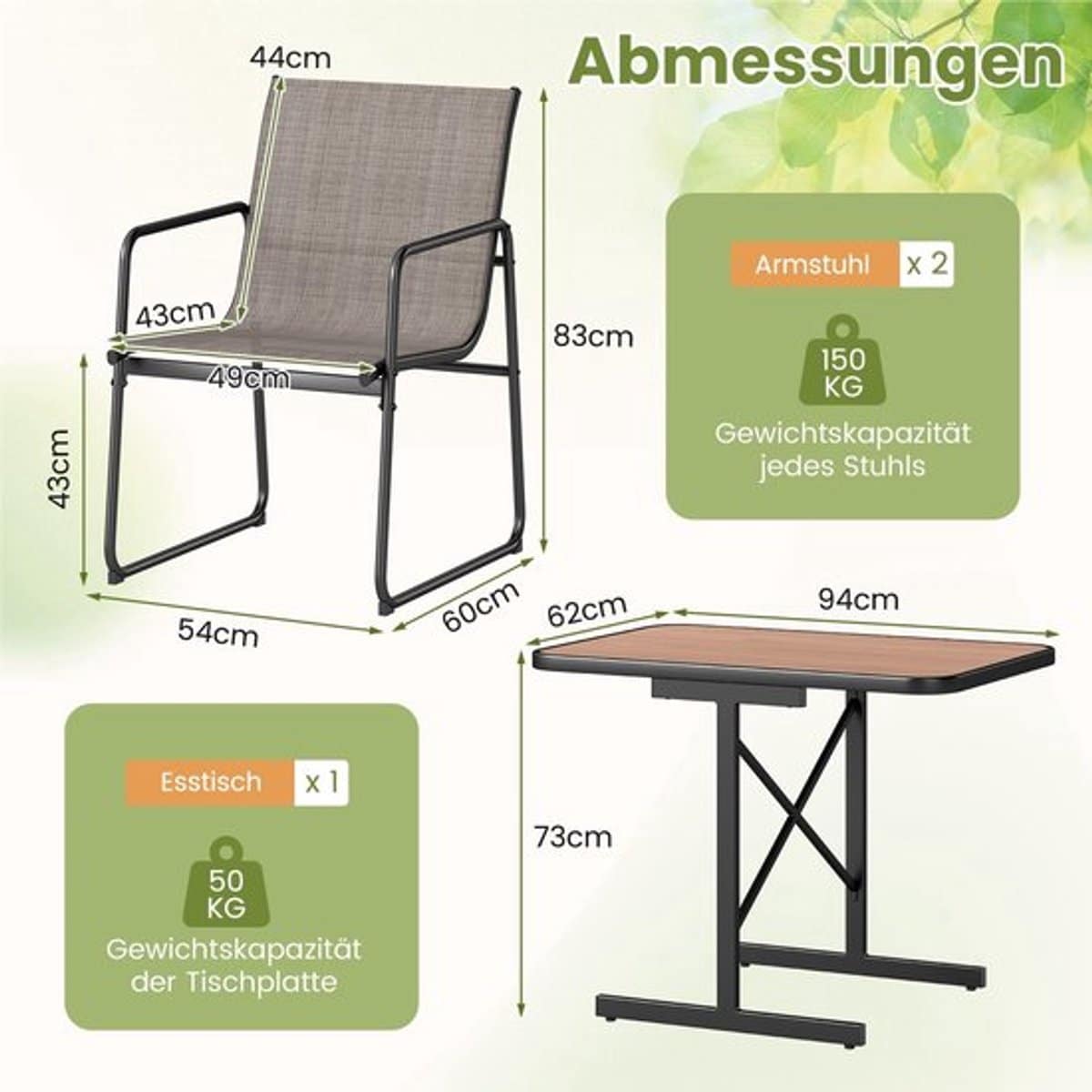 3 delige tuinmeubelset bistroset balkonset terrasmeubilair tuinmeubilair