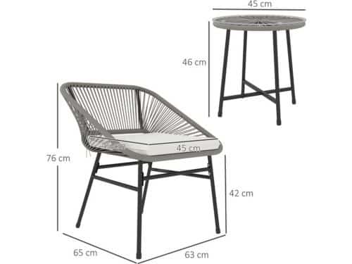 3-Delige Tuinmeubelset - Buitenmeubilair - Balkonset - Bistroset - Rattan