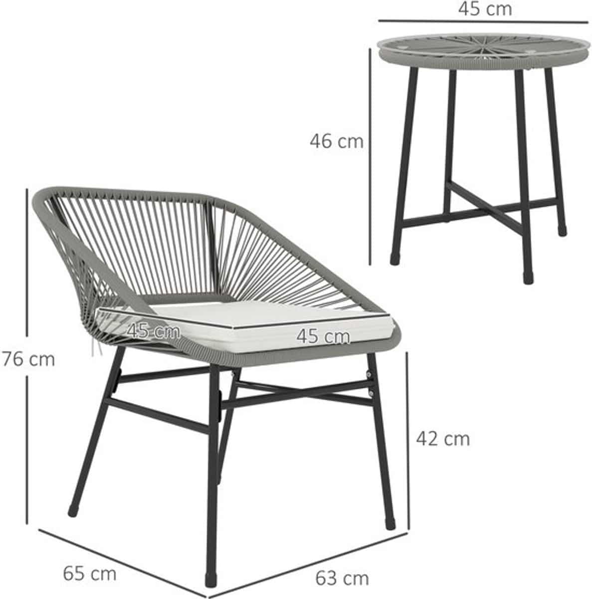 3 delige tuinmeubelset buitenmeubilair balkonset bistroset rattan