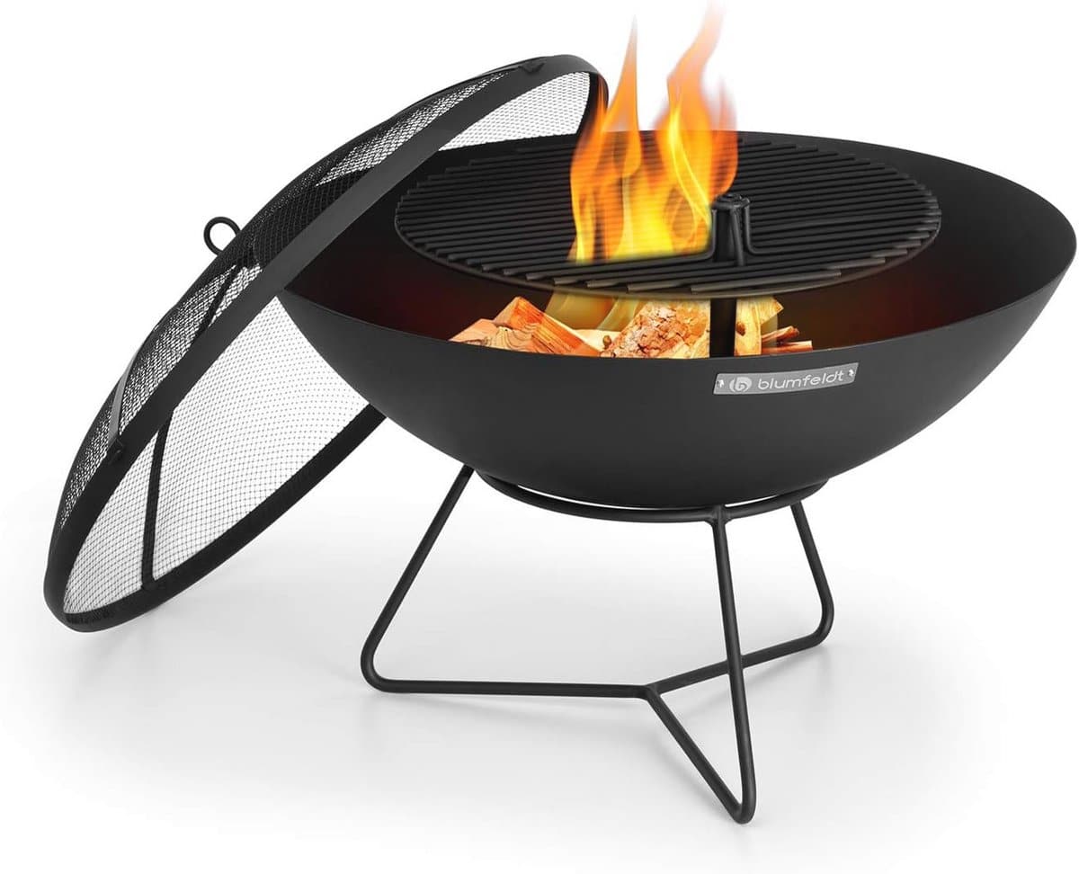 3 in 1 vuurschaal met grill en tuintafel Ø 60 cm