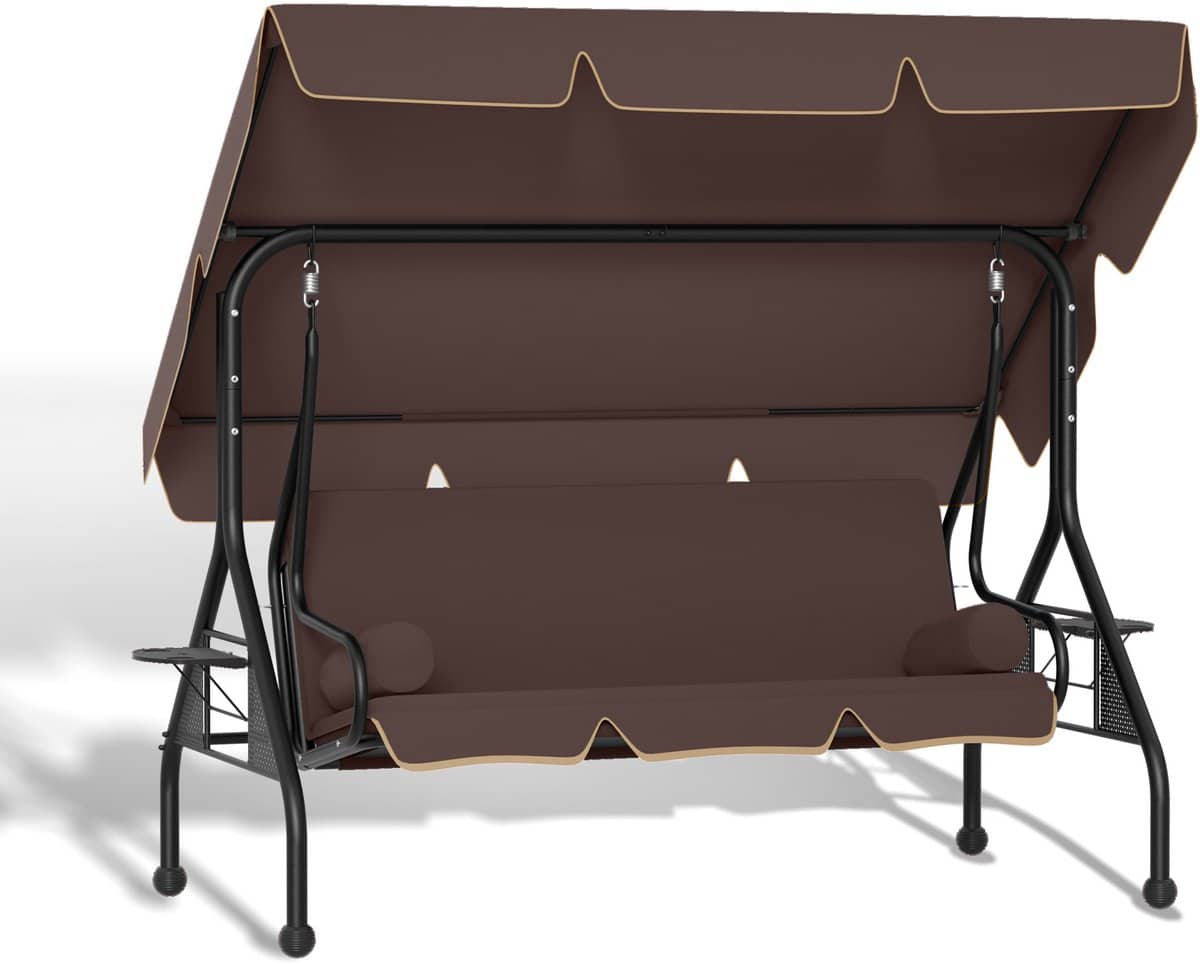 3 zits hollywoodschommel met ligfunctie 185x113x163cm schommelbank met