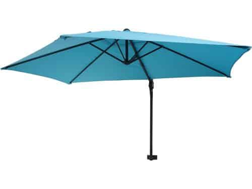 300 cm Zweefparasol Turquoise - Kantelbare Wandparasol voor Balkon en