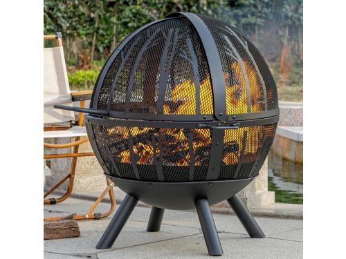 35 Inch Houtgestookte Vuurplaats met Barbecue en Vonkscherm voor Buiten