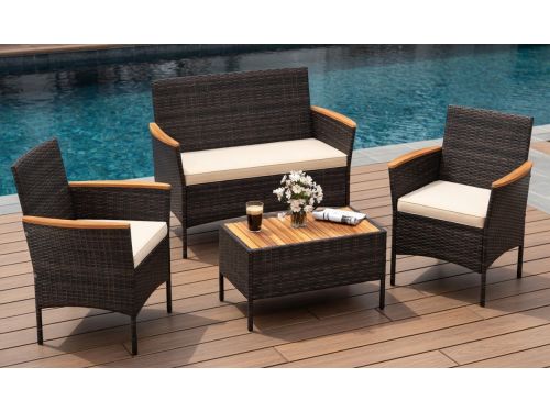 4-delige Luxe Rotan Loungeset voor Balkon en Tuin