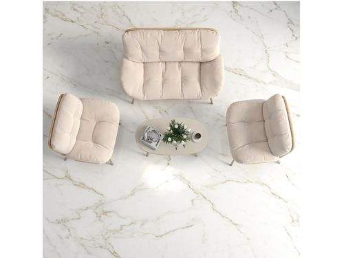 4-delige Polyrotan Loungeset Tuinmeubelset voor 4 Personen met 2