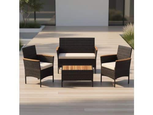 4-delige Polyrotan Loungeset voor Tuin & Balkon - Mobili Bella