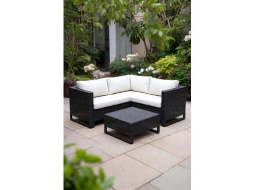 4-delige Rattan Tuinloungeset - 2-zits Bank met Salontafel en Opbergbox