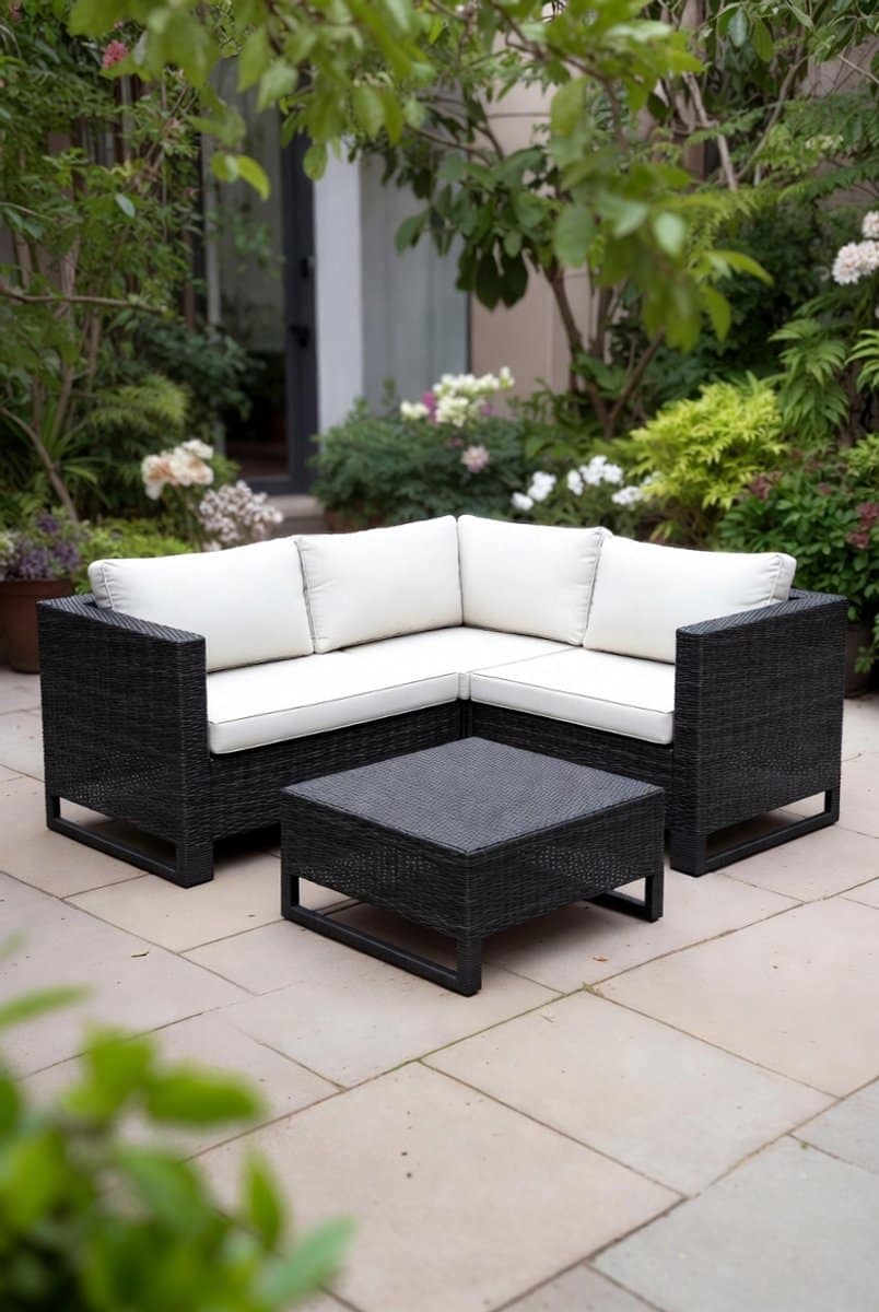4 delige rattan tuinloungeset 2 zits bank met salontafel en opbergbox