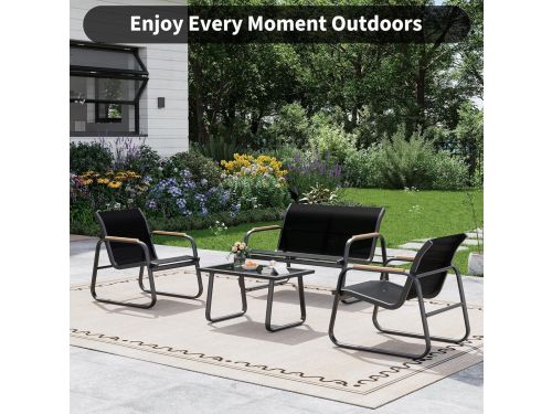 4-delige Tuinmeubelset Textiene 50 x 100 cm Bank