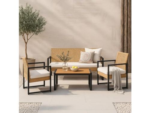 4-delige Tuinset voor Buiten met Tafel, Bank en Stoelen