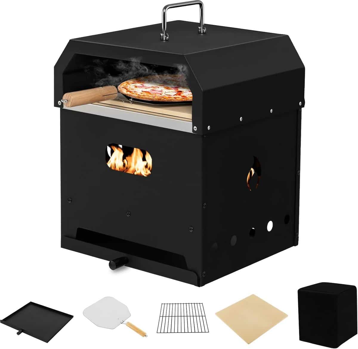 4 in 1 houtgestookte pizzaoven voor buiten met grill en vuurplaats