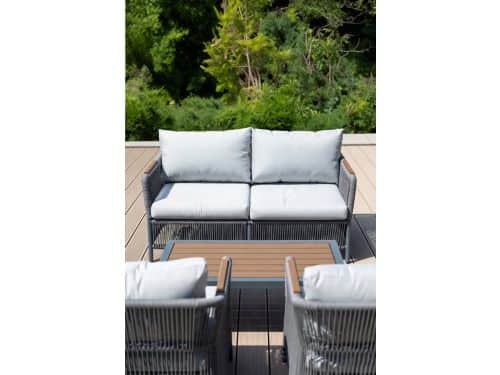 4-persoons Tuin Loungeset Polyrotan met Dubbele Bank, 2 Stoelen en