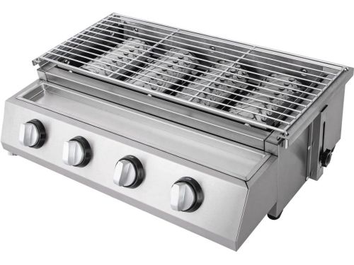 4-Pits Gasbarbecue RVS Grill voor Buiten - Compact en Efficiënt