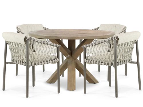 4 Seasons Outdoor Allora/Sand City 120 cm dining tuinset 5-delig