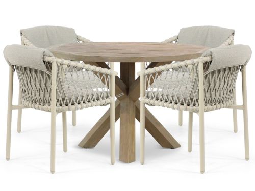 4 Seasons Outdoor Allora/Sand City 120 cm dining tuinset 5-delig