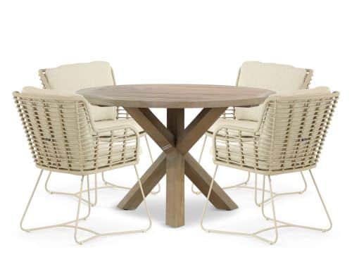 4 Seasons Outdoor Fabrice/Sand City 120 cm dining tuinset 5-delig
