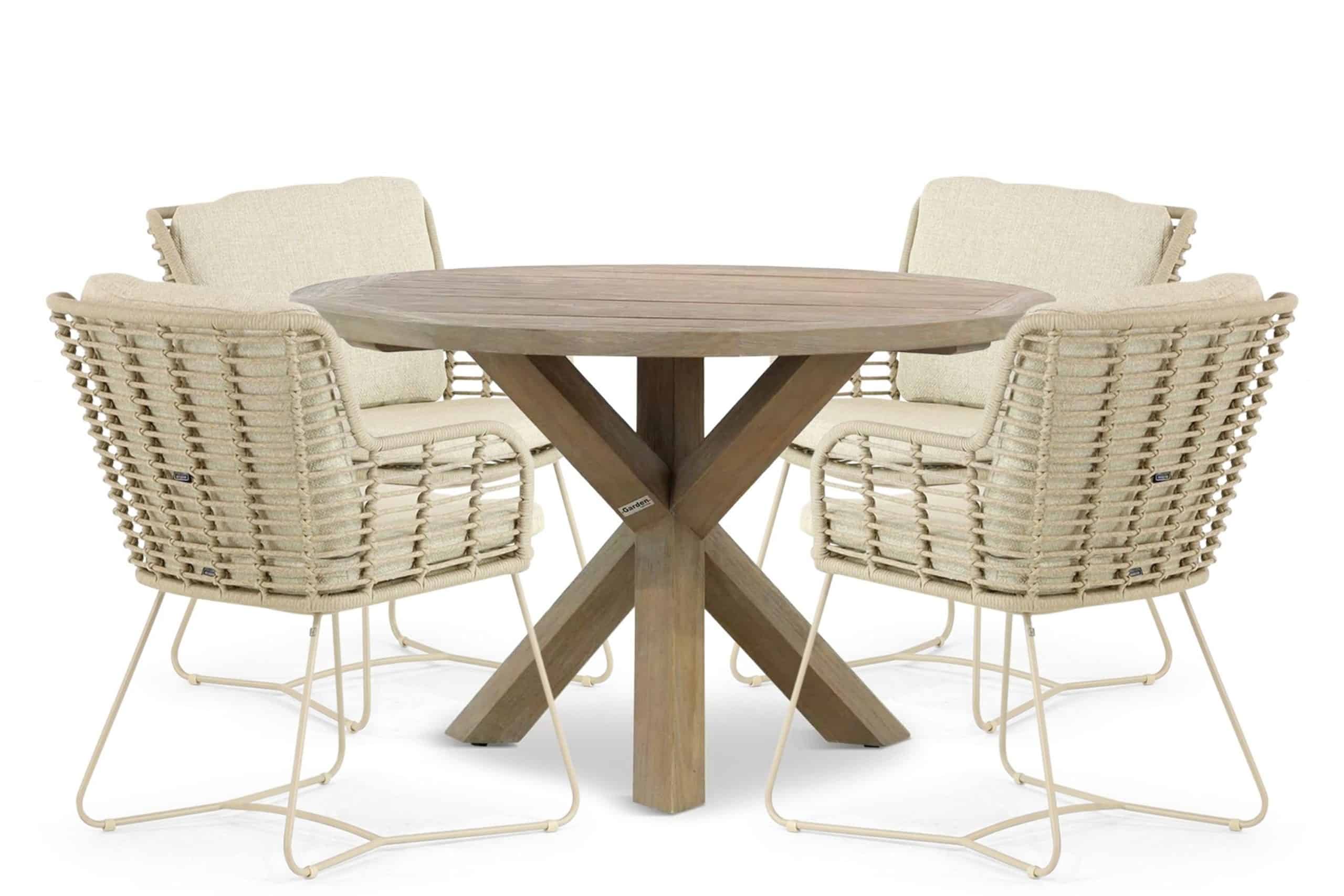 4 seasons outdoor fabrice/sand city 120 cm dining tuinset 5 delig