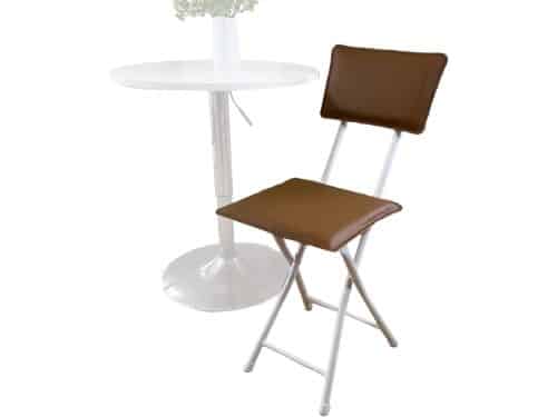 45cm Barkruk Inklapbaar met Rugleuning, Vierkante PU Beklede Zitting Barkruk