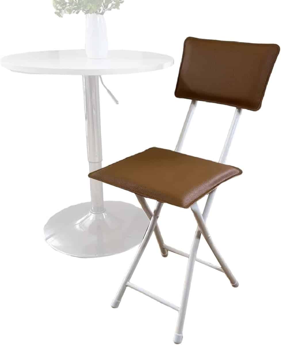 45cm barkruk inklapbaar met rugleuning, vierkante pu beklede zitting barkruk