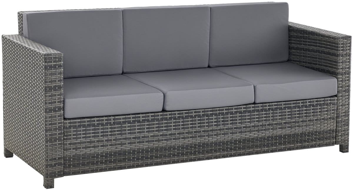 4goodz poly rotan bank met kussens 3 zits loungebank tuin grijs