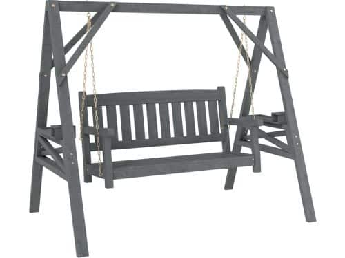 4goodz Schommelbank 2-zits met bekerhouders en kettingen - Grijs