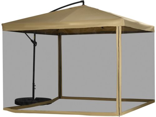 4goodz Zweefparasol Vierkant met Klamboe en Parasolvoettegels - 295 cm