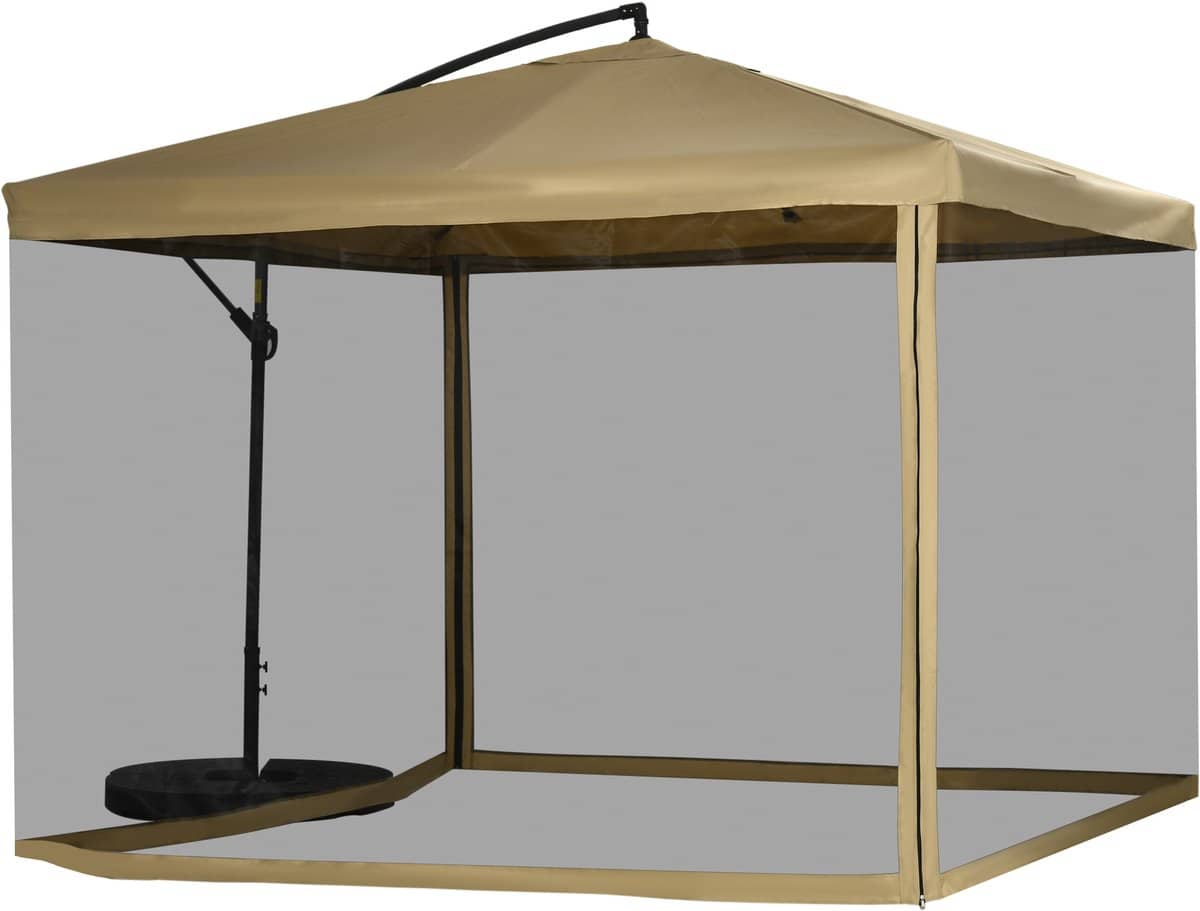 4goodz zweefparasol vierkant met klamboe en parasolvoettegels 295 cm