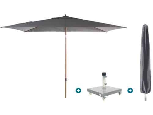 4SO Azzurro stokparasol 200x300 cm. - Houtlook/Charcoal Sevilla voet en
