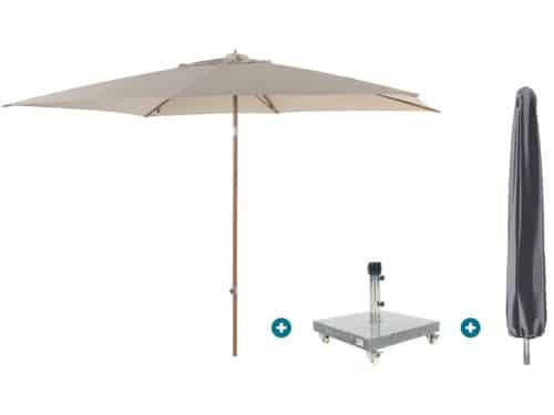4SO Azzurro stokparasol 200x300 cm. - Houtlook/Zand Sevilla voet en