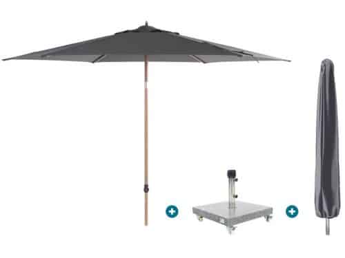 4SO Azzurro stokparasol 300 cm. - Houtlook/Charcoal Sevilla voet en
