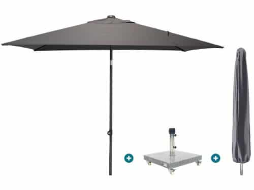4SO Oasis stokparasol 200x250 cm. - Antraciet Sevilla voet en
