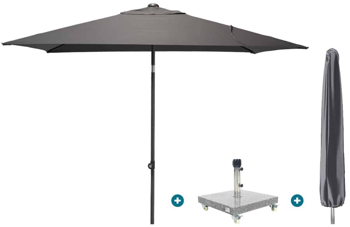 4so oasis stokparasol 200×250 cm. antraciet sevilla voet en