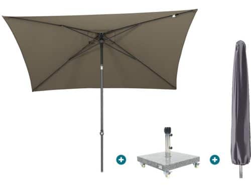 4SO Oasis stokparasol 200x250 cm. - Taupe Sevilla voet en