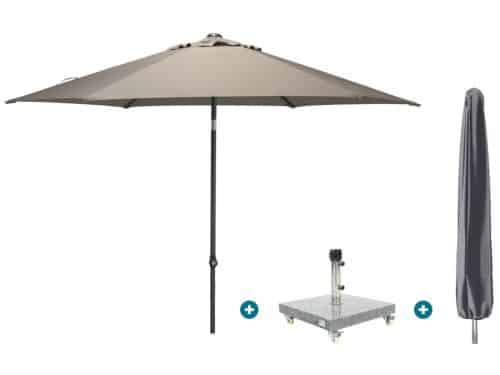 4SO Oasis stokparasol 300 cm. - Taupe Sevilla voet en
