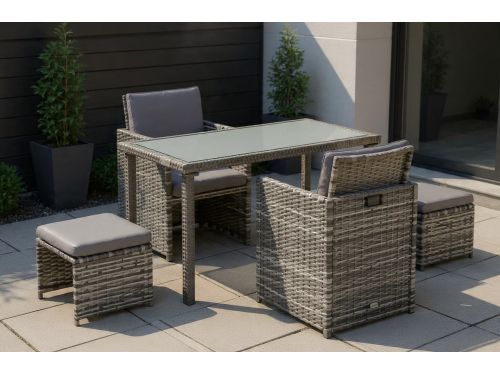 5-delige tuin eetgroep 2 stoelen 2 krukken 90x90x75 cm Polyrotan