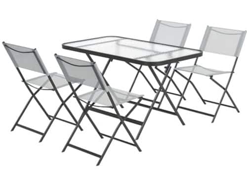 5-delige Tuinset met Stapelbare Stoelen en Tafel van Gehard Glas