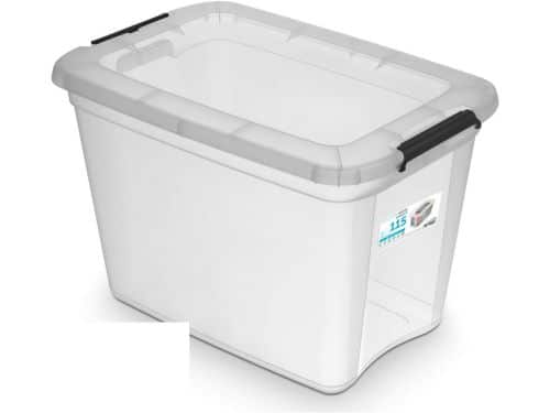 6x Stevige opbergbox 115 liter met clips - Grote transparante