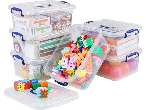 8L doorzichtige plastic opbergdozen met deksel en sluitclips