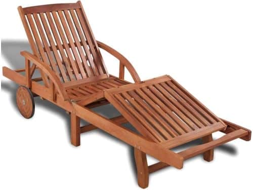 Acacia Houten Verstelbare Luxe Sun Island Ligbed met Armleuningen