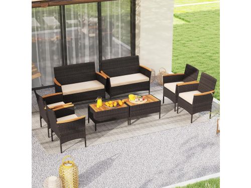 Alicante Luxe Loungeset 4-Delig - Handgevlochten Polyrattan Tuinset met Acaciahouten