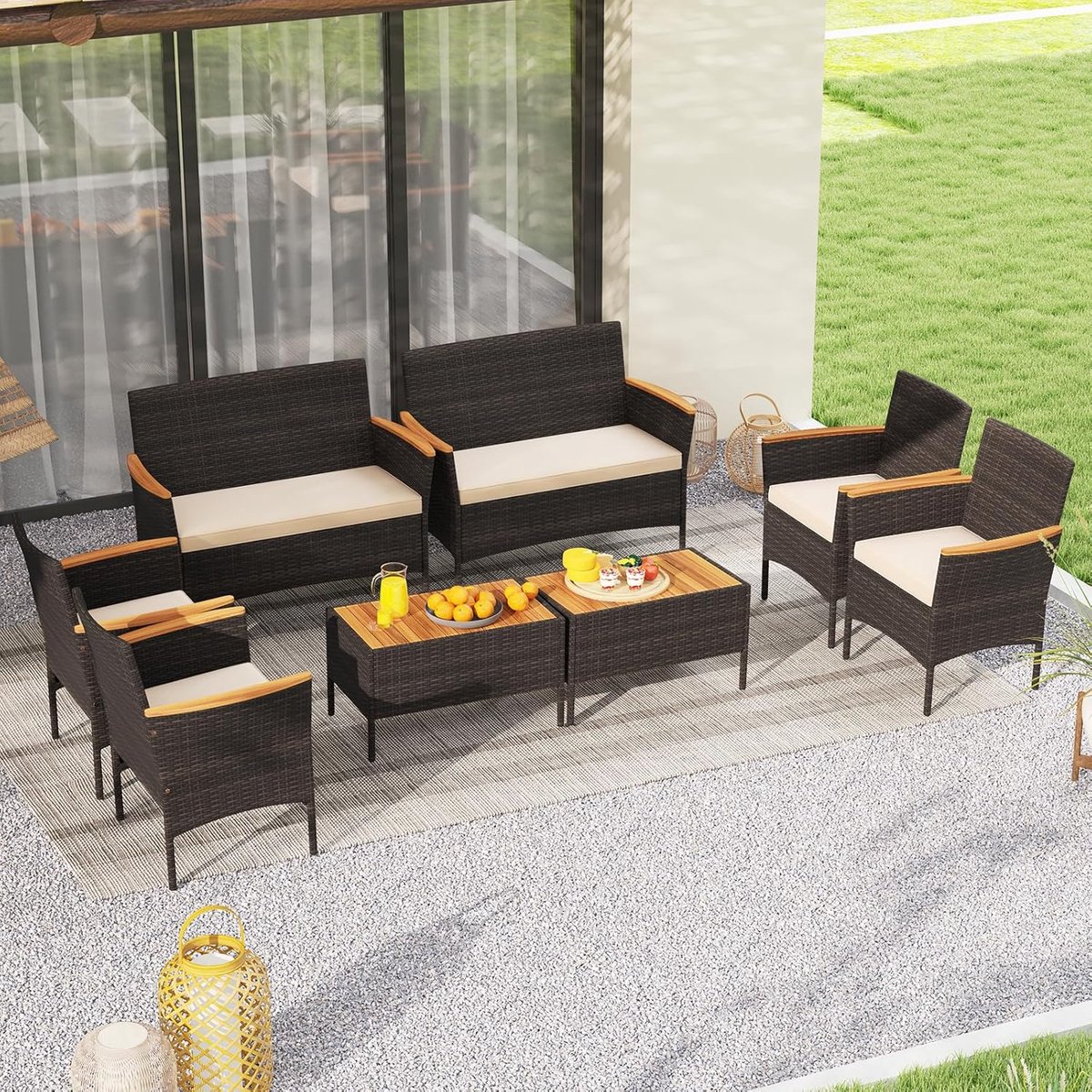 alicante luxe loungeset 4 delig handgevlochten polyrattan tuinset met acaciahouten