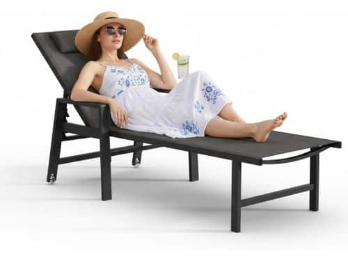 Aluminium Ligstoel - Verstelbare Lounger - Buiten Ontspannen - Met