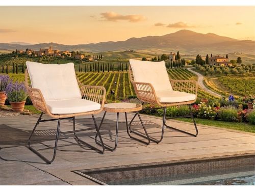 Amalfi Rattan Zitset voor Buiten, Tuinlounge, Tweepersoons Balkonset