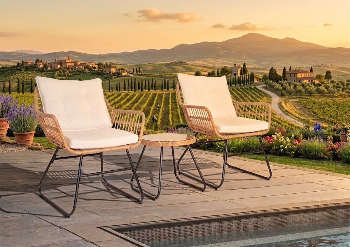 amalfi rattan zitset voor buiten, tuinlounge, tweepersoons balkonset